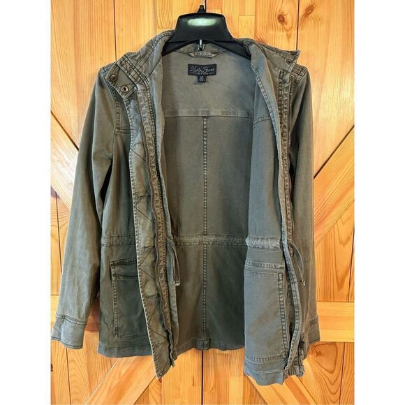 Lucky Brand Size Small Olive Green Utility Cargo Jacket Military Lyocell (0719) - Picture 2 of 8